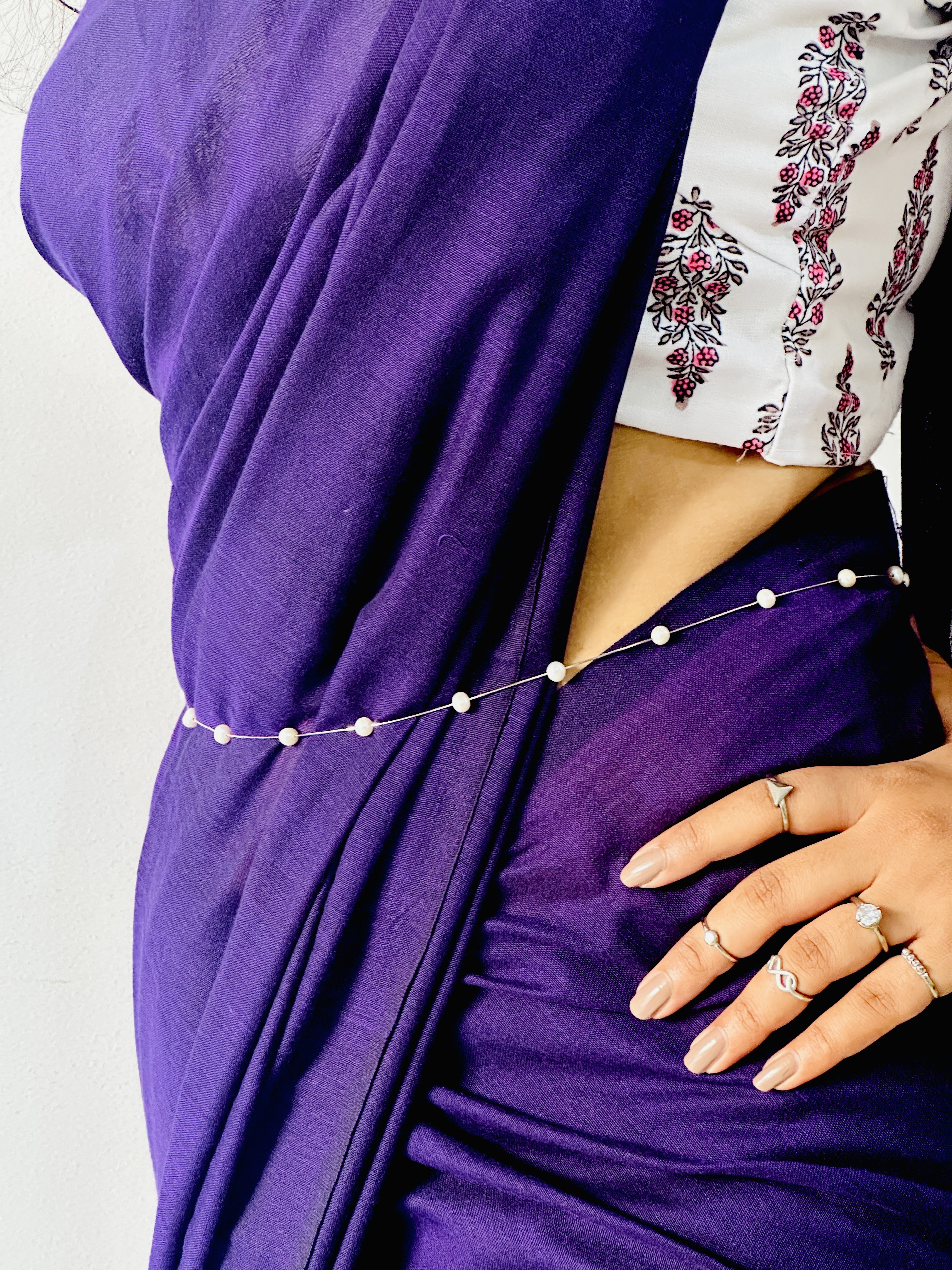 Moti & Snake Chain Sterling Silver Kamarpatta